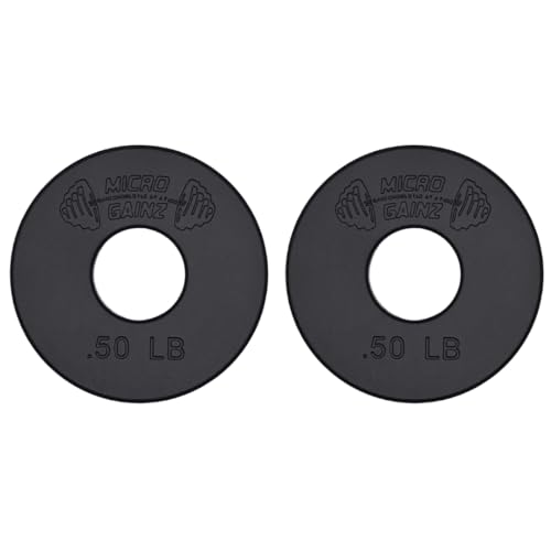 Micro Gainz Standard 1-Inch Center Hole Fractional Weight Plates Set of 2 Plates, Choose Set (.25LB-1.25LB), Designed for Standard 1-inch Barbells & Dumbbells, Made In USA - color: .50lb Black