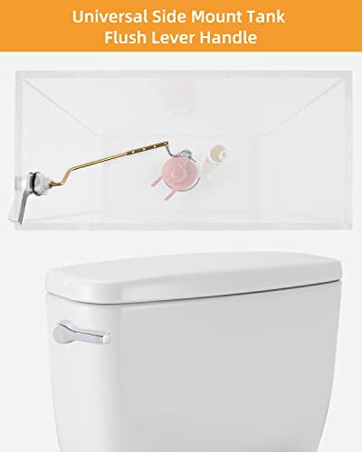 Hibbent Universal Metal Side Mount Toilet Handle Replacement Kit, Chrome | Upgraded Toilet Flush Handle with Solid Brass Toilet Tank Lever, Stainless Steel Flapper Chains for Most Toilets - color: Chrome, style: Upgraded Side Mount