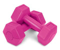 RBX Vinyl Coated Hand Weight Dumbbell Set - Hex Shaped, Roll Free for Body Building/Sculpting/Strength Training Exercise, (Set of 2) - color: Pink, size: 2lb