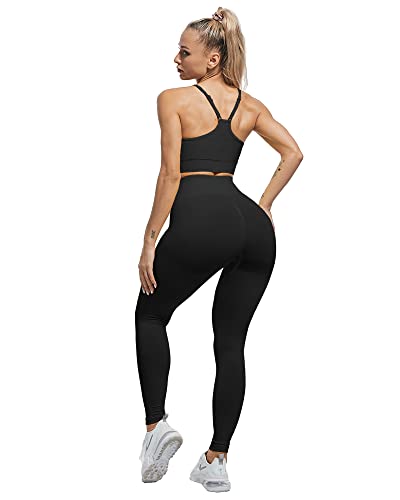 CHRLEISURE Workout Leggings Sets for Women, Gym Scrunch Butt Butt Lifting Seamless Leggings 3 Piece - color: 3 Packs - Black/Black/Gray, size: Medium