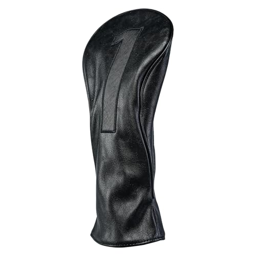 Golf Club Covers – Blackout Leather Driver Headcover, Fairway Wood, 3 Wood, Hybrid, Fits Mallet Blade Putter Head Covers Alignment Stick Cover - size: DRIVER