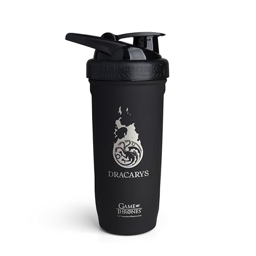 Smartshake Reforce Stainless Steel Protein Shaker Bottle - Non-Insulated Metal Gym Shaker Bottles – 900ml | 30oz – Solid Leakproof Screw Lid, BPA Free, DEHP Free, Game of Thrones - Dracarys - style: Dracarys
