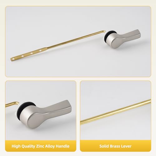 Universal Front Mount Metal Toilet Handle Replacement, Brass/Brushed Nickel | Toilet Flush Handle Lever with Adjustable Stainless Steel Chain, Compatible with Kohler, American Standard, TOTO, Mansfield - color: Brushed Nickel, style: Front Mount Design