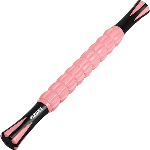 Muscle Roller & Massage Roller Stick for Athletes - Lymphatic Drainage Support, Relieves Muscle Soreness, Cramping & Tightness - Targets Legs, Arms, Back & Calves （Pink ） - color: Pink