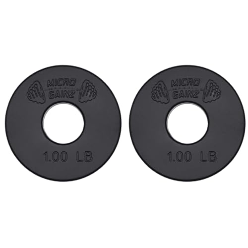 Micro Gainz Standard 1-Inch Center Hole Fractional Weight Plates Set of 2 Plates, Choose Set (.25LB-1.25LB), Designed for Standard 1-inch Barbells & Dumbbells, Made In USA - color: 1lb Black