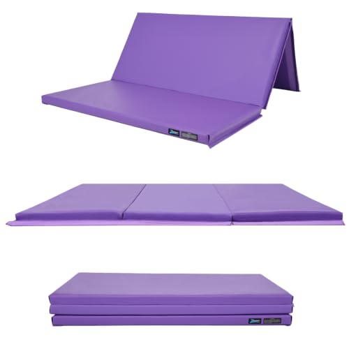 Z Athletic Folding Mat for Gymnastics, Tumbling, Cheerleading, and More, 4 Ft x 6 Ft x 2 In - color: Purple