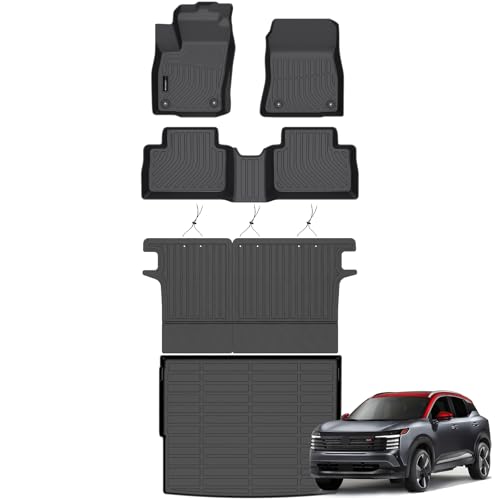 Auxko All Weather Floor Mats Cargo Mat with Backrest Mat Fit for Nissan Kicks 2026 2025 TPE Liners Accessories Odorless Floor Mats Cargo Mat with Back Seat Protector Black - size: 3) kicks|2025-2026|floor+cargo+backrest mats