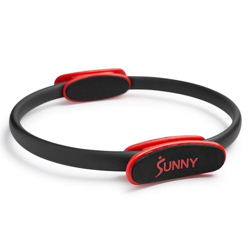 Sunny Health & Fitness 15” Pilates Ring, Resistance Circle for Toning | Glass Fiber Construction, Anti-Crack, Cushioned Foam Pads, Compact, Tones Upper Body & Pelvic Floor, Workout Accessories