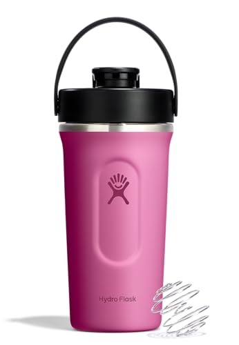 Hydro Flask Shaker Bottle – Insulated Stainless Steel Gym Bottle for Pre Workout & Protein 24 Oz Reef Pink - color: REEF