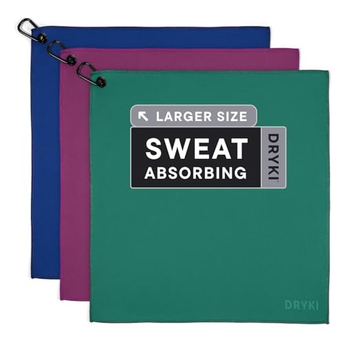 DRYKI Pocket-Sized Sweat Towels - The Original Sweat Absorbing Handkerchiefs - Quick-Dry Microfiber Sweat Rags for Face, Hands, & Body - Men & Women - Gym and Work (Summit: Large Size, 3 Pack) - color: Summit