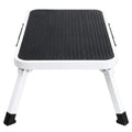 Heavy Duty Metal Step Stool, 15-Inch Portable Folding Step Platform with Non-Slip Surface, Compact Car Wash Stool for RV, Home, Kitchen and Outdoor Use, Black and White