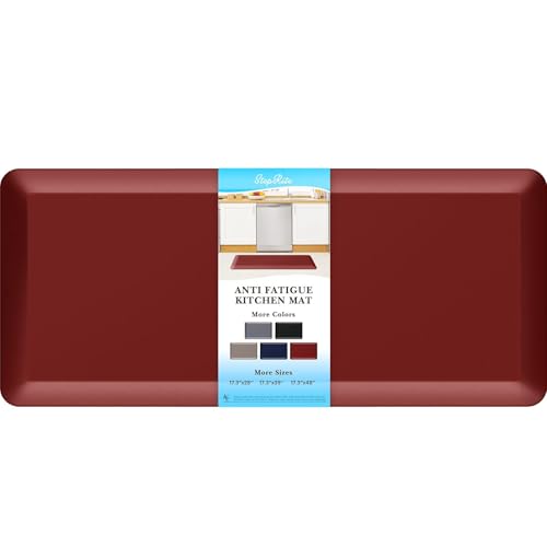 StepRite 4/5 Inch Thick Kitchen Mat Anti Fatigue Mat Kitchen Rugs Kitchen Decor Non-Slip, Stain & Water Resistant, Kitchen Mats Desk Mat for Kitchen, Office, Workshop, Red, 17'' x 39'' - color: Red, size: 39"L x 17"W x 0.8"Th