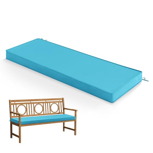 Summsun Outdoor Bench Cushion: Waterproof and Fade Resistant Patio Furniture Cushions - Non-Slip Bench Pad Cushion with Removable Cover for Garden Swing Porch Sofa Settee, 42 x 18 Inch, Teal - color: Teal, size: 42x18x3 Inch