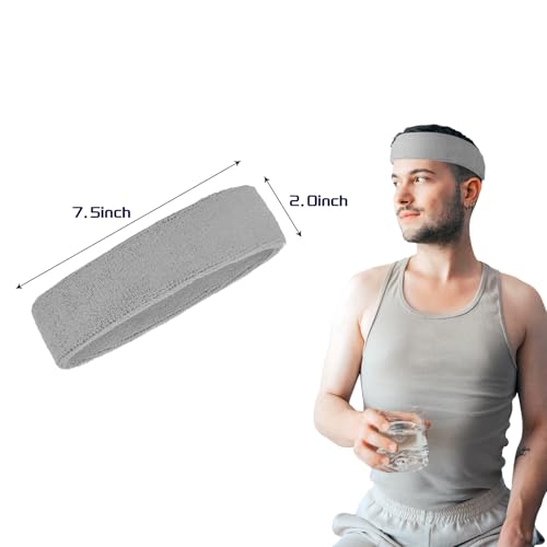 2 Pack Sweat Band, Sweat Bands Headbands for Men, Women, Sports, Tennis, Running, Gym, Workout - color: Gray