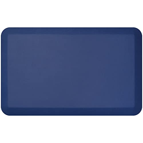 NewLife by GelPro Anti-Fatigue Designer Comfort Kitchen Floor Mat, 20x32”, Leather Grain Navy Stain Resistant Surface with 3/4” Thick Ergo-Foam Core for Health and Wellness - color: Leather Grain Navy, size: 32"L x 20"W x 0.8"Th