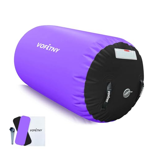 VOFiTNY Gymnastics Tumbling Equipment Air Barrel Inflatable Octagon Tumbler Roller Back-bend Trainer Cheerleading Without Pump - color: Black/Purple No Pump, size: 3.3'L x 2.3'D