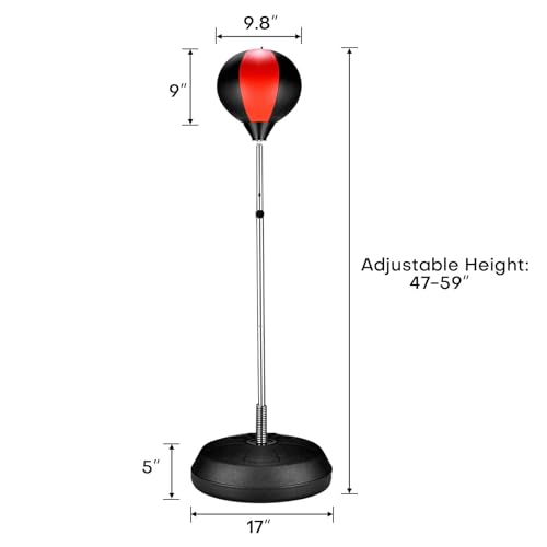 Reflex Bag, Freestanding Punching Bag with Stand - Height Adjustable - Speed Boxing Ball with Gloves for Training, Boxing Equipment, Stress Relief & Fitness