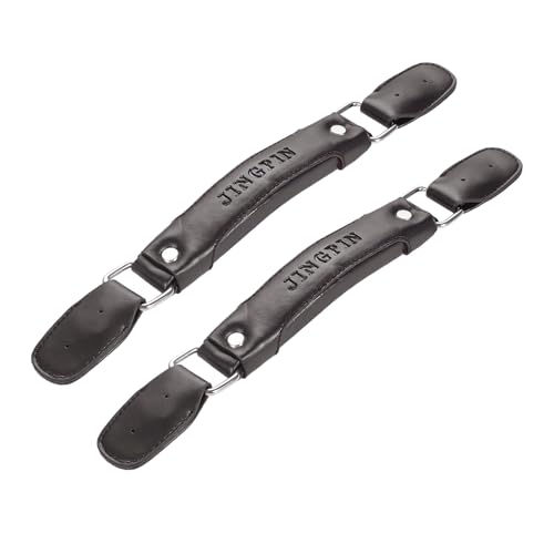2PCS Luggage Handle,150mm Leather Pull Handle Grip, Brown Suitcase Handle Carry Strap Replacement Part for Luggage Suitcase Box Black Tone | Suitcase Handle Carry Strap Replacement Part for Luggage Suitcase Box Brown Tone