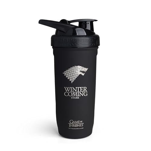 Smartshake Reforce Stainless Steel Protein Shaker Bottle - Non-Insulated Metal Gym Shaker Bottles – 900ml | 30oz – Solid Leakproof Screw Lid, BPA Free, DEHP Free, Game of Thrones - Winter Is Coming - style: Winter Is Coming