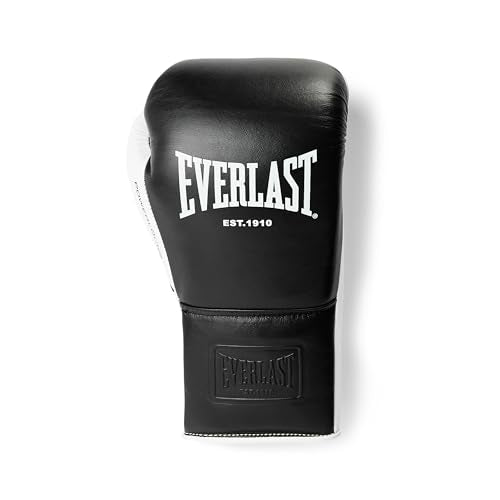 Everlast Powerlock OG Pro Training Boxing Gloves | Lace Up - color: Black/White, size: 10oz