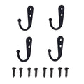 4 Pcs Wall Mounted Hooks for Bedroom,Bathroom,Kitchen,and Cabinet Hangers (with 8 Screws)-Black - color: Black
