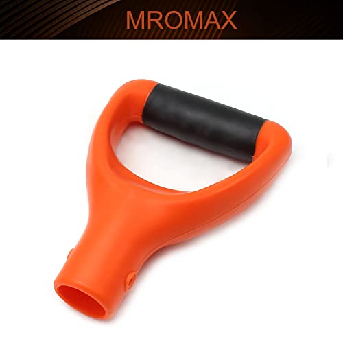 MroMax Curved D Grip Handle Replacement, 1-1/4" Inner Dia, Heavy Duty PVC | Replacement handle for Shovel, Spade, Snow Shovel & Garden Rake, Orange & Black, Ideal for Digging and Raking Tasks - color: Curved Orange