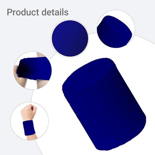 12 PCS Sweatbands Sports Wristband, Sweat Absorbent, for Basketball, Tennis, Football, Running - color: blue