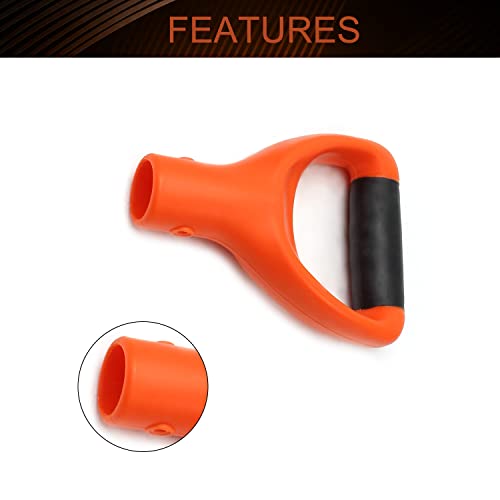 MroMax Curved D Grip Handle Replacement, 1-1/4" Inner Dia, Heavy Duty PVC | Replacement handle for Shovel, Spade, Snow Shovel & Garden Rake, Orange & Black, Ideal for Digging and Raking Tasks - color: Curved Orange