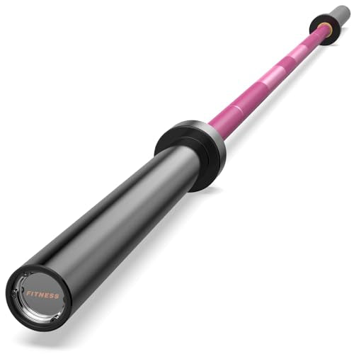 HANDBODE Olympic Barbell 6.5 ft/7 ft, 2 Inch Straight Womens Bars, 35 lb/45 lb Weight Bar, 1000 lb High-Capacity, for Weightlifting, Bench Press, Deadlift, Squat, Home Gym Strength Training - color: 7 ft Olympic Bar, 45 lb, 1000 lb, 30mm, Pink & Black