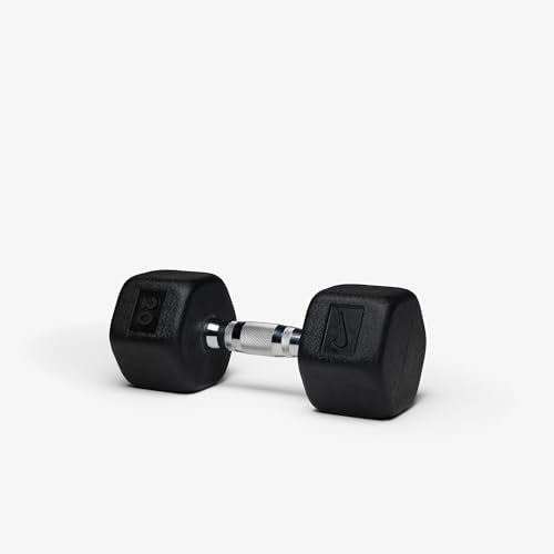 Nike Rubber Hex Dumbbell Pair - color: Black / Black, size: 20 lb