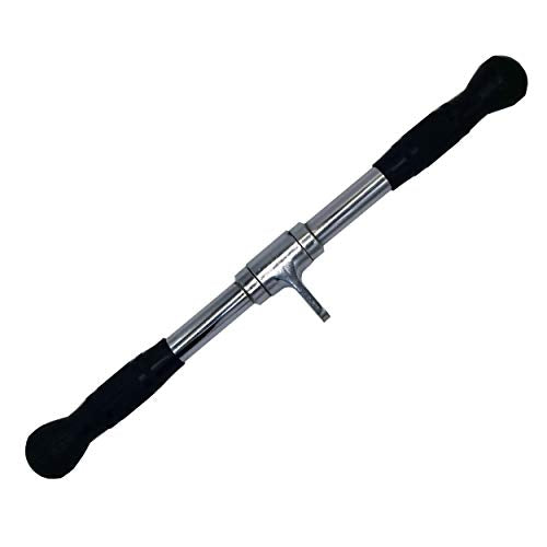 Lat Cable Machine Attachment Curl Pulldown Barbell Revolving Bar, Multi-Exerciser Cable Attachment, Solid Steel Tricep Press Down Bar with Rubber Handgrips & Revolving Hanger - color: 20 Inch
