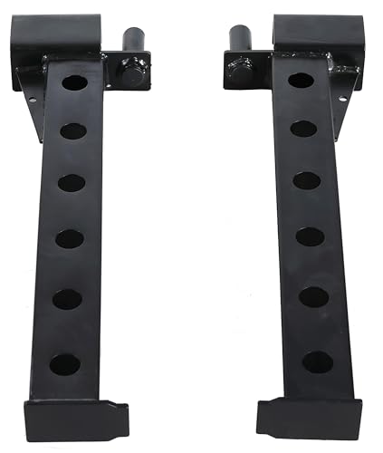 HulkFit 2"x2" Multi-Function Adjustable Power Cage with J-Hooks, Safety Straps and Optional LAT Pulldown Attachment and Cable Crossover, Spotter Arms, Pair, Black