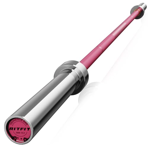 RITFIT Olympic Barbell 4ft/6ft - 2 Inch Weight Bar for Strength Training, Weightlifting, Squat, Deadlift, Bench Press, Curl, Overhead Press - 350lbs/500lbs Capacity - color: Pink, size: 6FT without Collar