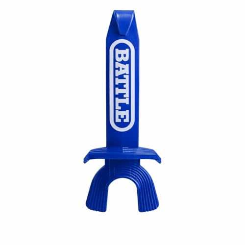 Battle Speed XL Football Mouthguard with Connected Thick Strap, Advanced Composite, No Boil, for Braces, Maximum Breathability, Youth and Adult (Royal) - color: Royal