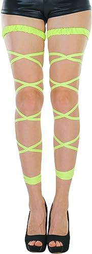 ToBeInStyle Women's Leg Wraps Ravewear Dancewear Elastic Straps Party Garter Music Festivals Costume Accessory Thigh High - color: Elastic Garter Wrap - Neon Green, size: One Size