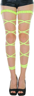 ToBeInStyle Women's Leg Wraps Ravewear Dancewear Elastic Straps Party Garter Music Festivals Costume Accessory Thigh High - color: Elastic Garter Wrap - Neon Green, size: One Size