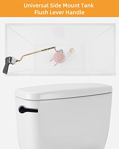 Hibbent Universal Metal Side Mount Toilet Handle Replacement Kit, Brass Toilet Flush Tank Lever with Stainless Steel Flapper Chains for Most Toilets, Matte Black Finish - color: Matte Black, style: Side Mount