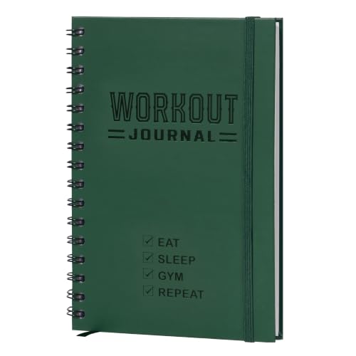 Nextnoid Hardcover Fitness Journal Workout Planner for Men & Women - A5 Sturdy Workout Log Book to Track Gym & Home Workouts - Dark Green - color: F.Dark Green, style: Fitness