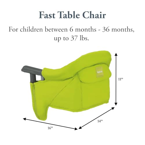 Inglesina Fast Table Chair, Lime - Portable Baby High Chair - for Babies & Toddlers up to 37 lbs - Collapsible Design - Fits Tables 0.8'' to 3.5'' Thick - Compact & Easy to Use - Travel Bag Included - color: Lime, style: Chair