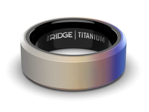 The Ridge Tungsten Rings For Men - Mens Wedding Band - Strong, Durable, and Scratch-Resistant Beveled Ring With Silicone Band - color: Burnt Titanium
