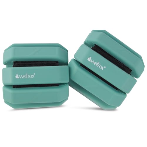 Wellrox Weighted Bangles – Adjustable Ankle and Wrist Weights for Women & Men – Set of Ankle Weights 2 lbs (1 lb Each Wrist Weight) | Weighted Arm Bands for Pilates, Yoga, Running & Walking - color: Mint Green