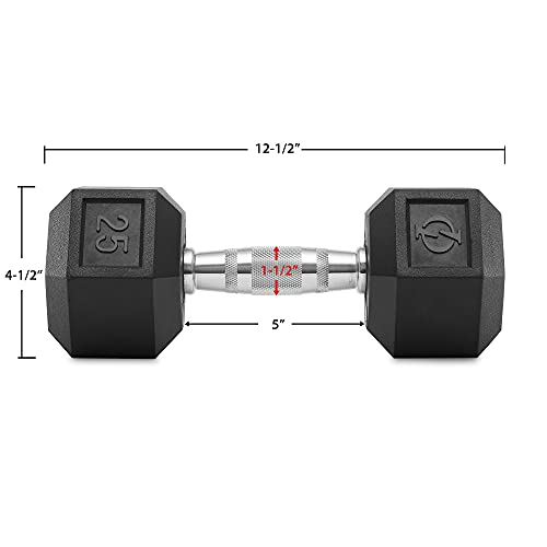 Philosophy Gym Rubber Coated Hex Dumbbell Hand Weights - style: 25 lb - Single