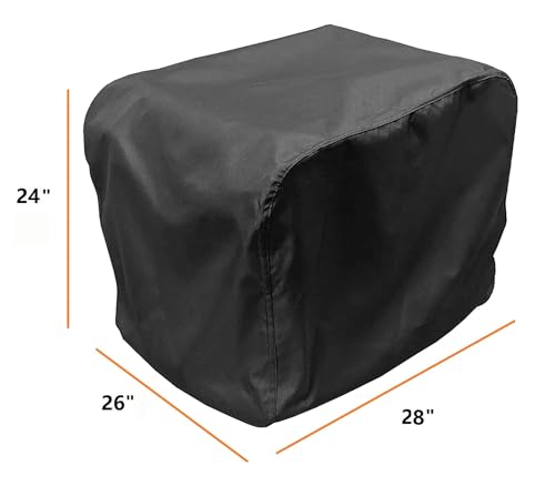Generator Cover Waterproof, Heavy Duty Thicken 600D Polyester with Elastic Drawstring, Weather/UV Resistant Generator Cover for Universal Portable Generators 7500-9500 Watt (28''L x 26''W x 24''H)