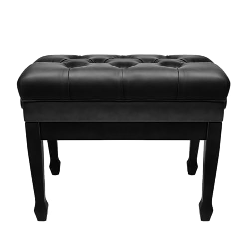 Adjustable Piano Bench with Storage Imports Genuine Leather Wooden Piano Stool with Padded Cushion