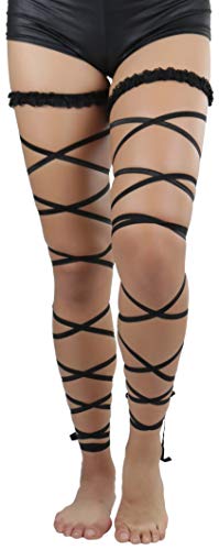ToBeInStyle Women's Leg Wraps Ravewear Dancewear Elastic Straps Party Garter Music Festivals Costume Accessory Thigh High - color: Garter Wrap - Black, size: One Size