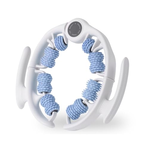 Cellulite Massage Tool Lymphatic Drainage Massager for Thighs & Legs & Buttocks, Anti Cellulite Roller with Detachable Handles Fascia Massage Tool for Contoured & Smoother Skin, White-Blue - color: White