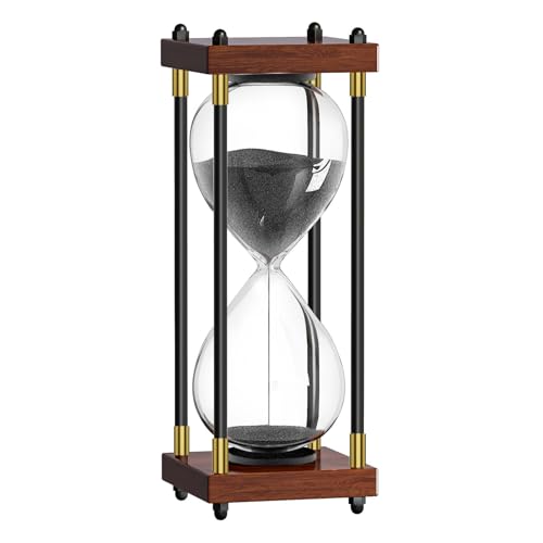 Sand Timer 5 Minute, 5 Min Hourglass Sand Clock, Five Minute Wooden Retor Hour Glass, Sandglass, Reloj de Arena, Creative, Decoration, Office - color: Black Sand & Vintage Frame, size: 5 Min