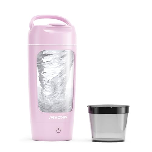 PROCHAIN Electric Protein Shaker Bottle, 22oz BPA-Free Tritan Mixer | USB Rechargeable, Shaker Cups for Protein Shakes, Portable Mixer, with Powder Storage Cup, for Gym, Workout, Sports Nutrition - color: Pink