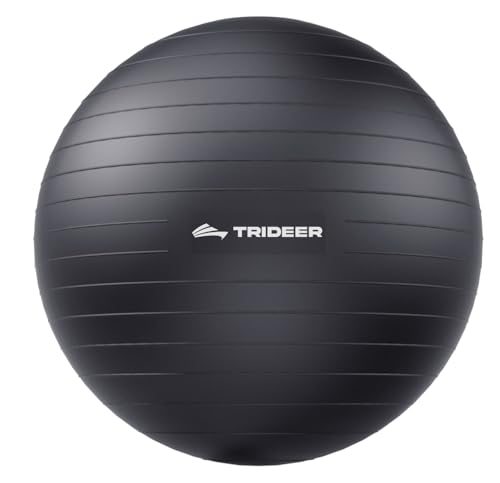Trideer Yoga Ball for Exercise, Pilates, Core & Balance Training, Stability Ball for Pregnancy & Birthing Prep, Physical Therapy, Daily Stretching, Office Chair for Active Sitting, Quick Pump Included - color: Black, size: XXL (31-33ines / 78-85cm)