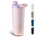 Fijinhom 24 oz Insulated Shaker Bottle with Portable Powder Container. | Leak-Proof Protein Shaker Bottle, 304 Stainless Steel Insulated Water Bottle with Removable Mixer, Measurement Marks, Pink - color: Pink